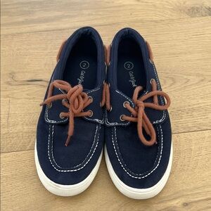 Cat & Jack Navy Sneakers with Brown Laces